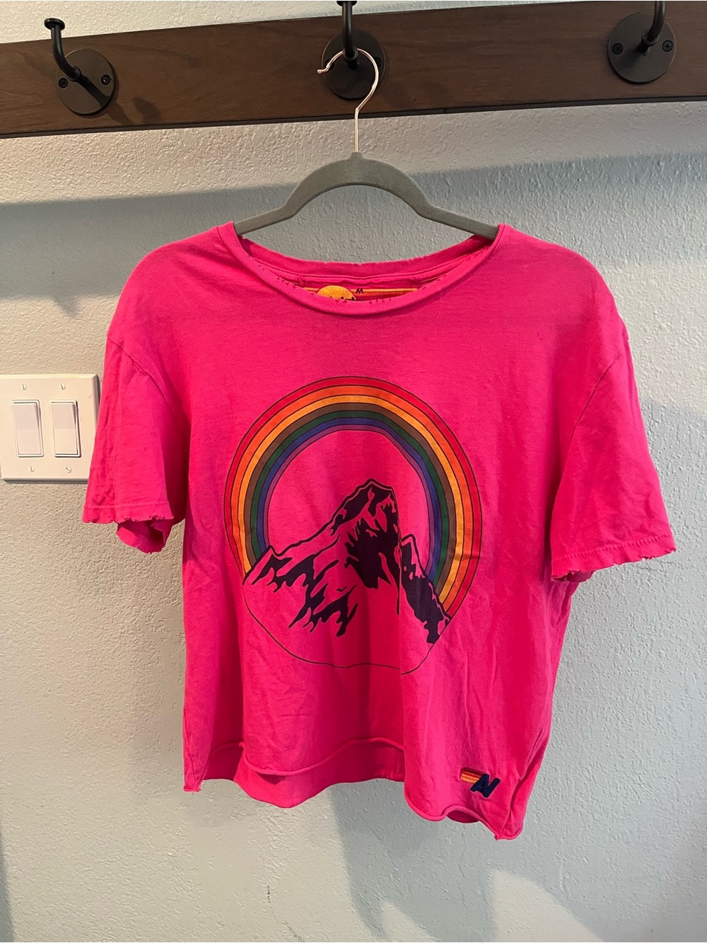 Aviator Nation Hot Pink Chasing Rainbow Mountain Tee